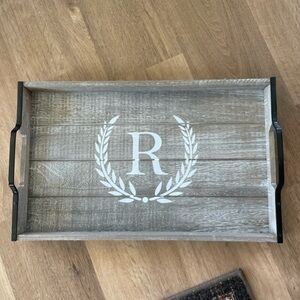 Rustic Wooden Serving Tray with Handles